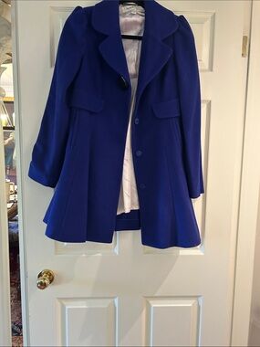Laundry by Design Cobalt Blue Pea Coat with Pleated Skirt